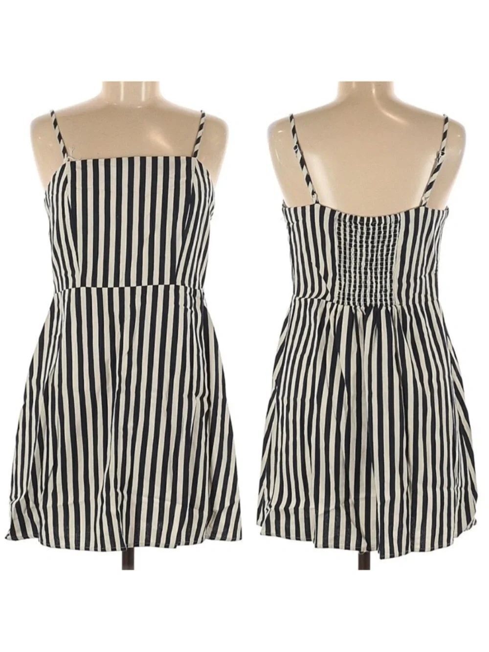 COTTON ON Linen Blend Striped Apron Mini Dress